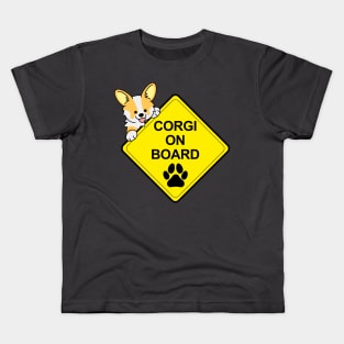 Corgi on Board Kids T-Shirt